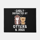 オッターと犬に簡単に気を取られる 面白い かわいい アニメ ドアマット (正面)