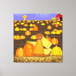 オッターのオリバーがカボチャを選ぶ キャンバスプリント