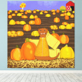 オッターのオリバーがカボチャを選ぶ キャンバスプリント (インサイチュ (ウッドフロア))