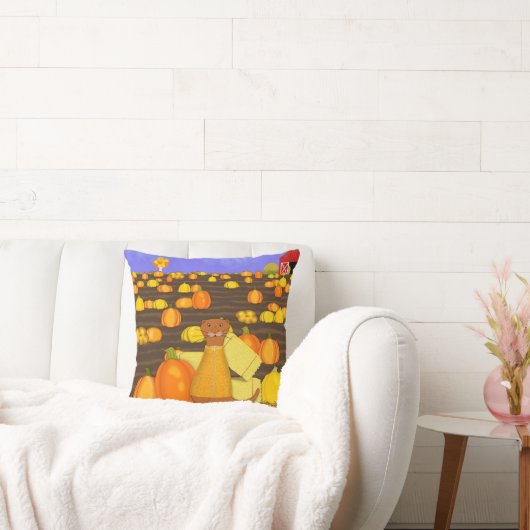 オッターのオリバーがカボチャを選ぶ クッション (ソファ)