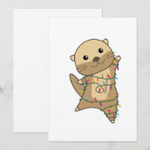 オッターのクリスマス 雪 冬の動物 オッター シーズンカード (正面/裏面)