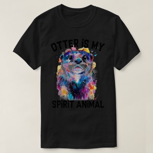 オッターはおもしろい私の霊絵画動物のオッター Tシャツ (デザイン正面)