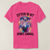 オッターはおもしろい私の霊絵画動物のオッター Tシャツ (デザイン正面)