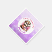 オッターをテーマにした女の子の誕生日パーティー スタンダードカクテルナプキン (角)