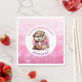 オッターをテーマにした女の子の誕生日パーティー スタンダードランチョンナプキン (インサイチュ)