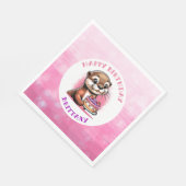 オッターをテーマにした女の子の誕生日パーティー スタンダードランチョンナプキン (角)