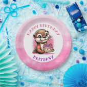 オッターをテーマにした女の子の誕生日パーティー ペーパープレート (パーティー)