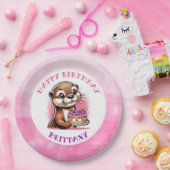 オッターをテーマにした女の子の誕生日パーティー ペーパープレート (パーティー)