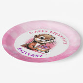 オッターをテーマにした女の子の誕生日パーティー ペーパープレート (アングル)