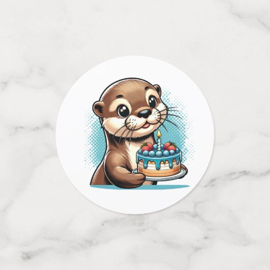 オッターをテーマにした少年の誕生日 パーソナライズされた コンフェッティ (スモール正面)