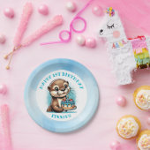 オッターをテーマにした少年の誕生日 パーソナライズされた ペーパープレート (パーティー)