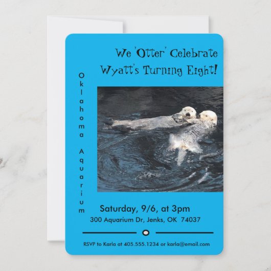 オッターアニマルアクアリウム誕生日パーティーへの招待 招待状 (正面)