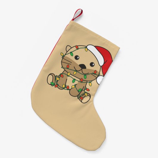 オッタークリスマスウィンターアニマルズホリデーオッターズ スモールクリスマスストッキング (正面 (吊り時))