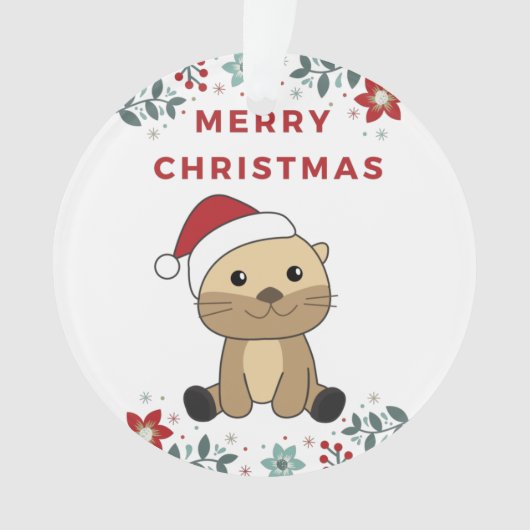 オッタークリスマススノーウィンターアニマルオッターオーナメント オーナメント (正面)