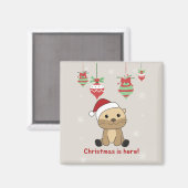 オッタークリスマススノーウィンターアニマルオッターマグネット マグネット (正面/裏面)