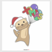 オッタークリスマススノーウィンターアニマルズオッターシール シール (シート)