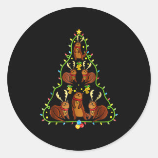 オッタークリスマスフリークリスマスオッター愛好家 ラウンドシール