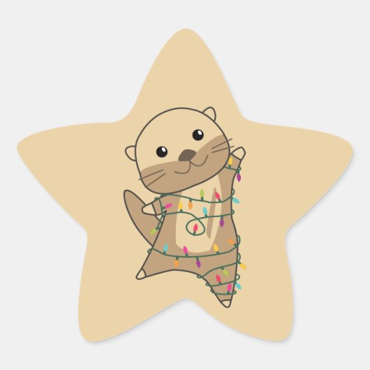 オッタークリスマス雪の冬の動物オッタースターsti 星シール (正面)
