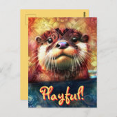 オッターシンボルフローラひまわりパーソナライズされた ポストカード (正面/裏面)