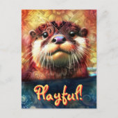 オッターシンボルフローラひまわりパーソナライズされた ポストカード (正面)