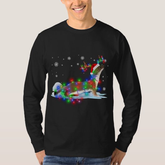 オッターズクリスマスツリーライトパジャマ動物クリスマス Tシャツ (正面)
