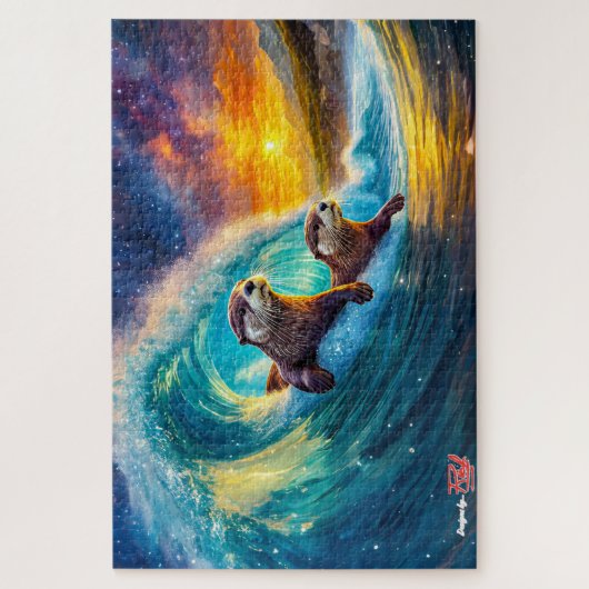 オッターズ体サーフィンデザインバイリッチアムエンギル ジグソーパズル (縦)