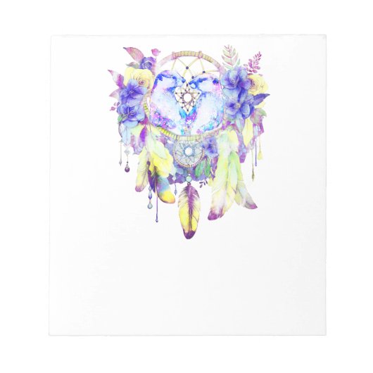 オッタードリームキャッチャーブルーイエローフローラ ノートパッド (正面)