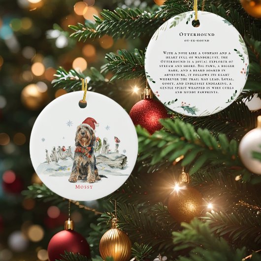 オッターハウンド 犬 水彩画 モノグラム セラミックオーナメント