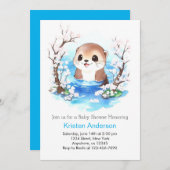 オッターパラダイスボーイお洒落ベビーシャワー 招待状 (正面/裏面)