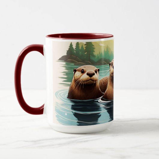 オッターファミリーおもしろい マグカップ (左)