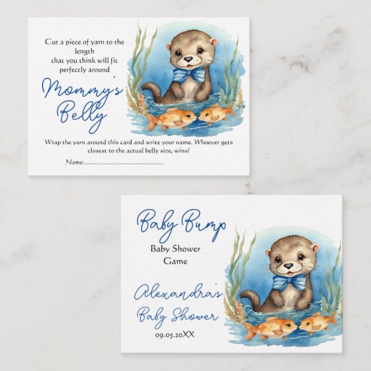 オッターボーイベビーバンプゲーム推測ママの腹のサイズ エンクロージャーカード (正面/裏面)