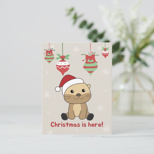 オッターマスコット クリスマス スノー ウィンター 動物 オッター ホリデー (スタンド正面)