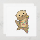 オッターマスコット クリスマス 雪 冬の動物 オッター 招待状 (正面/裏面)