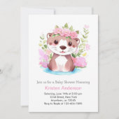 オッターメドウアドベンチャーピンクガールベビーシャワー 招待状 (正面)