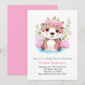 オッターメドウアドベンチャー ピンクガールベビーシャワー 招待状 (正面/裏面)