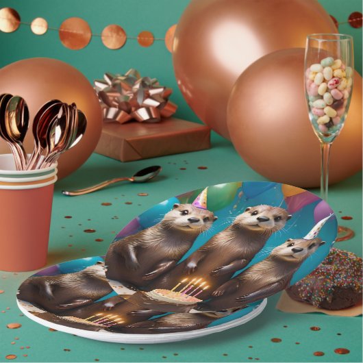 オッター三つ子の誕生日パーティー、 ペーパープレート (複数)