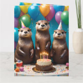 オッター三つ子は喜んで君の誕生日パーティーを祝う。 カード (裏面)