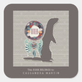 オッター先住民アメリカ動物霊書 スクエアシール (正面)