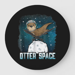 オッター宇宙 おもしろいオッター宇宙動物 ラージ壁時計