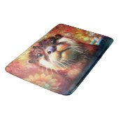 オッター抽象芸術フローラティール（緑がかった色）オレンジレッドブラウンオッターズ バスマット (アングル)