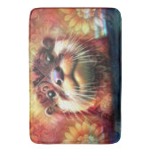 オッター抽象芸術フローラティール（緑がかった色）オレンジレッドブラウンオッターズ バスマット (正面縦)