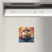 オッター抽象芸術フローラティール(緑がかった色)オレンジレッドブラウンオッターズ マグネット (インサイチュ (食洗機))