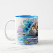 オッター水絵画色のマグ ツートーンマグカップ (左)