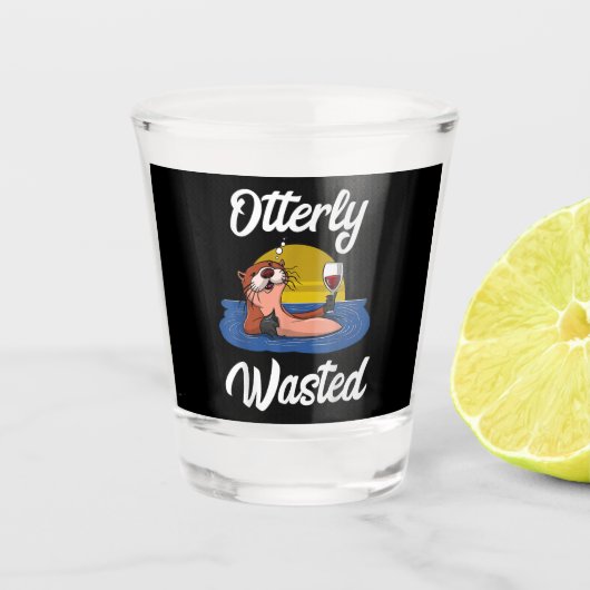 オッター無駄ワイン飲みパーティーおもしろいギフト ショットグラス (正面)