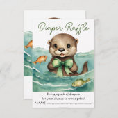 オッター男女兼用ベビーシャワーおむつラッフル エンクロージャーカード (正面/裏面)