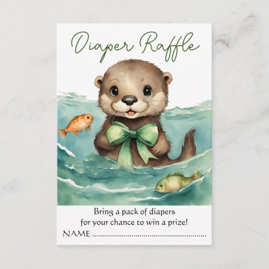 オッター男女兼用ベビーシャワーおむつラッフル エンクロージャーカード (正面)