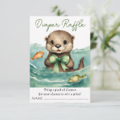 オッター男女兼用ベビーシャワーおむつラッフル エンクロージャーカード (スタンド正面)