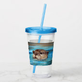 オッター絵画川 アクリルタンブラー (裏面)