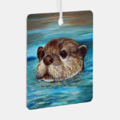 オッター絵画川 メタルオーナメント (正面右)