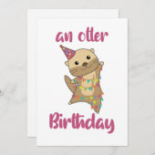 オッター誕生日が可愛いオッターアダルトClを望む 招待状 (正面/裏面)